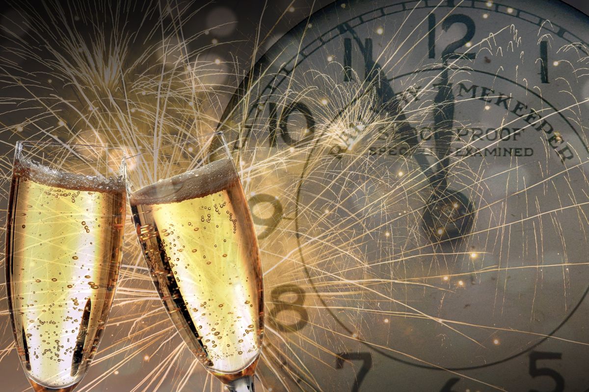 Sektglas (Motiv zu Silvester)